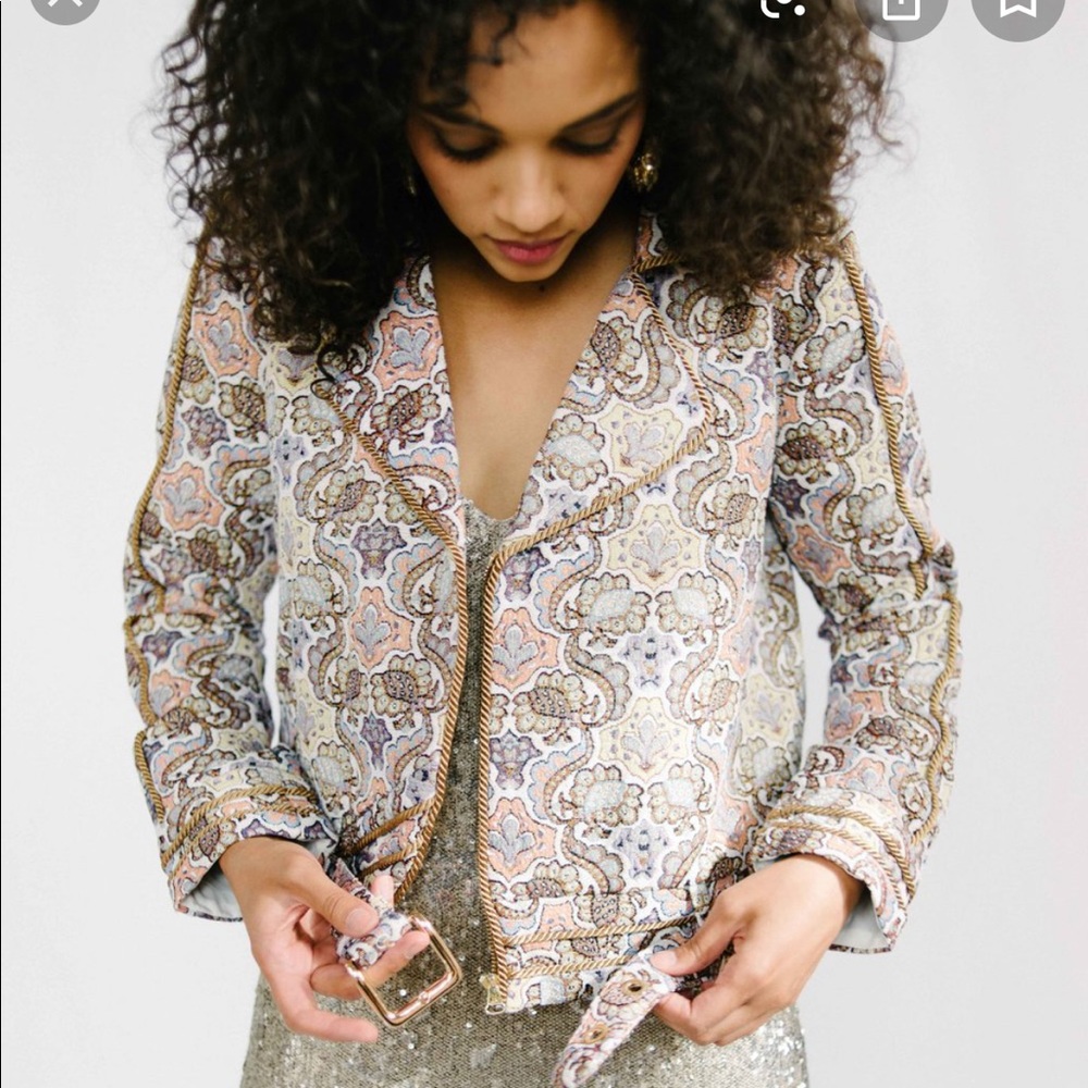FOR LOVE AND LEMONS BROCADE MOTO JACKET